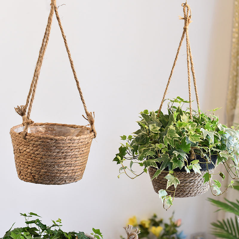Handwoven Straw Hanging Basket