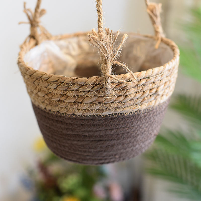 Handwoven Straw Hanging Basket