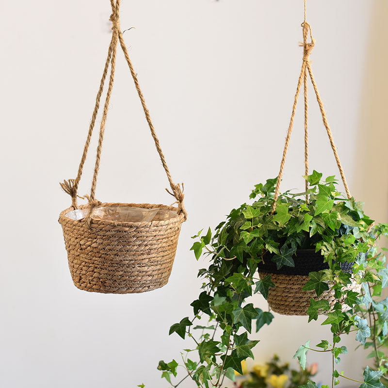 Handwoven Straw Hanging Basket