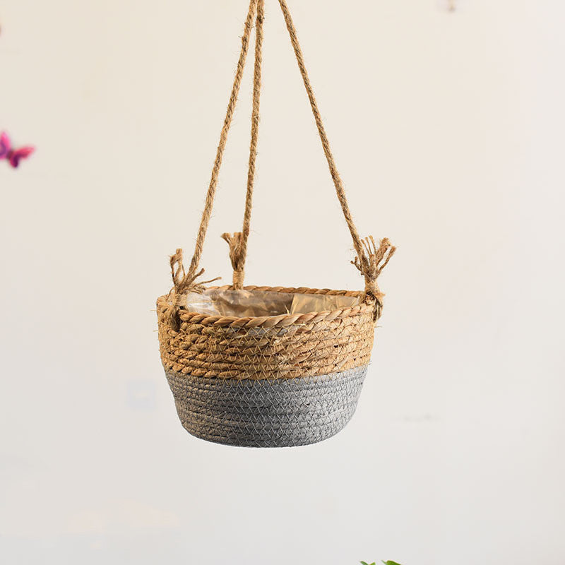 Handwoven Straw Hanging Basket