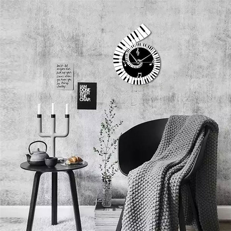 Treble Clef & Piano Keyboard Musical Wall Clock