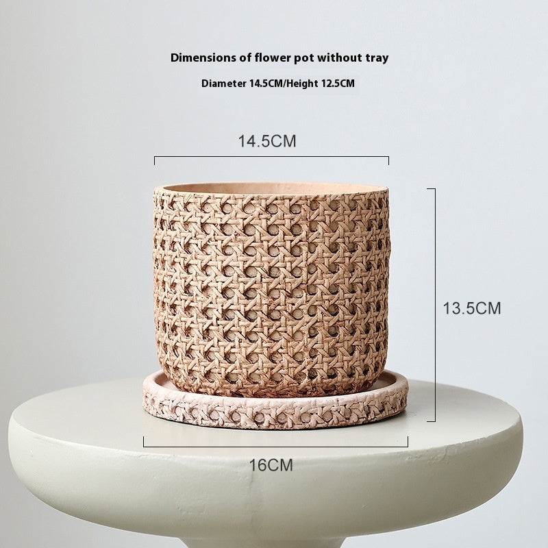 Handcrafted Woven Cement Planter
