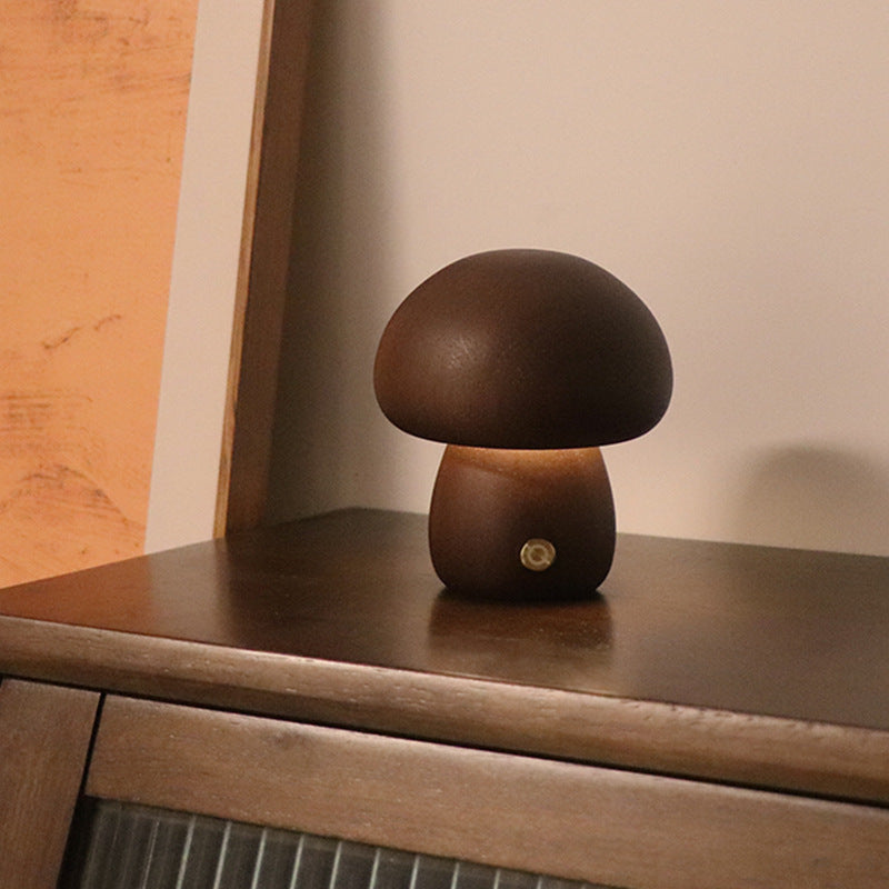 INS Wooden Mushroom LED Night Light