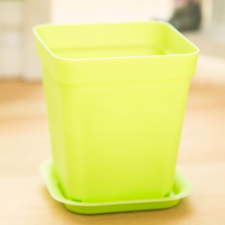 Mini Colorful Plastic Flower Pots with Tray