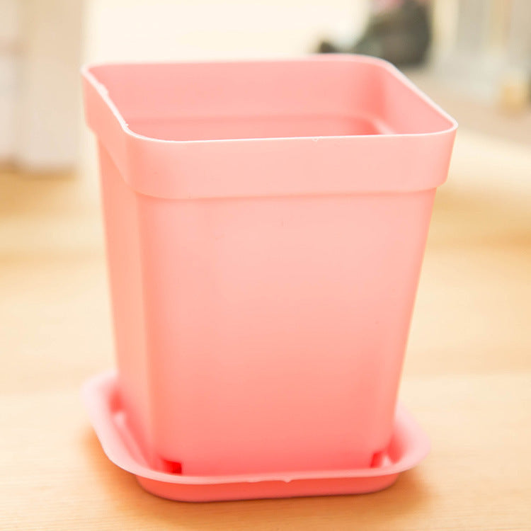 Mini Colorful Plastic Flower Pots with Tray