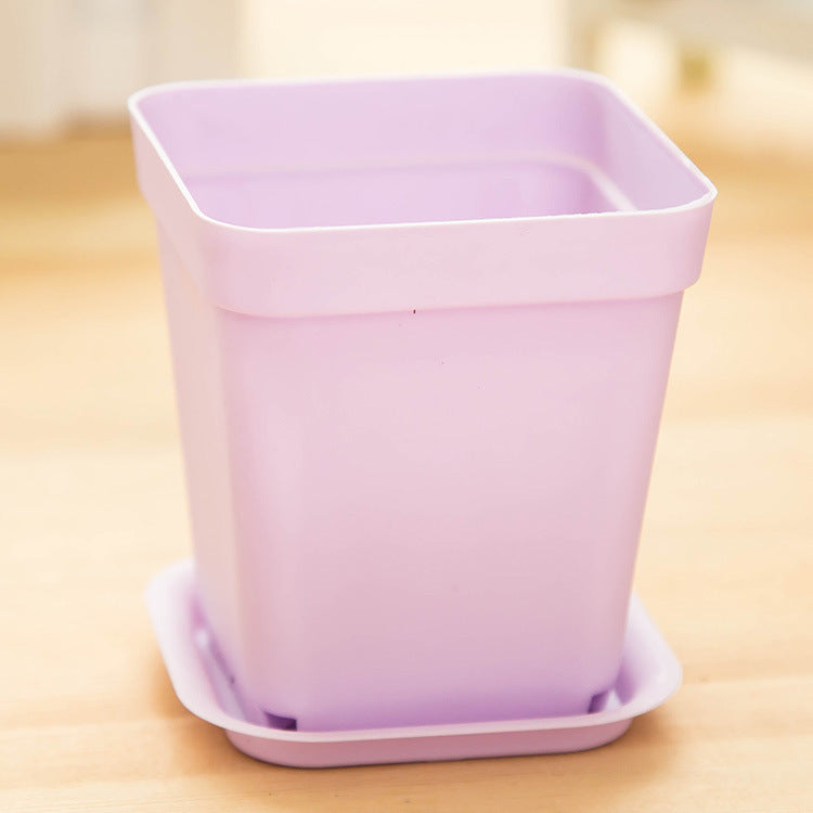 Mini Colorful Plastic Flower Pots with Tray