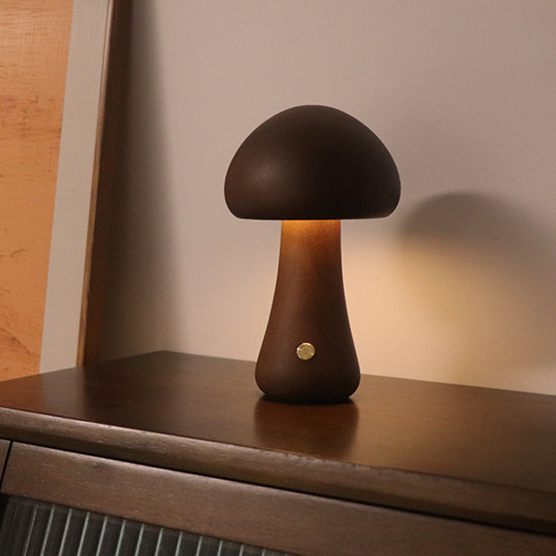 INS Wooden Mushroom LED Night Light