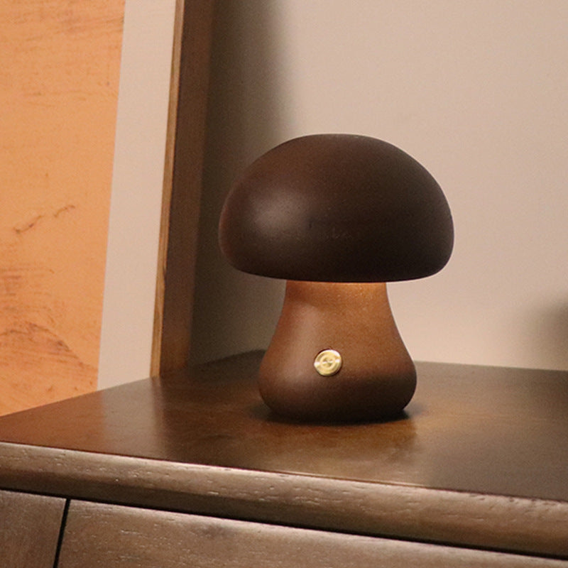 INS Wooden Mushroom LED Night Light