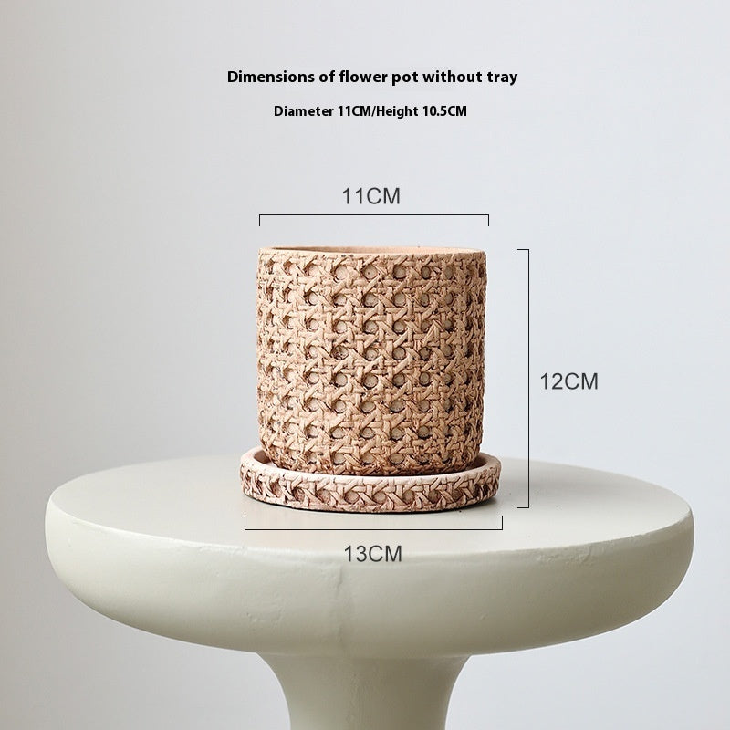 Handcrafted Woven Cement Planter