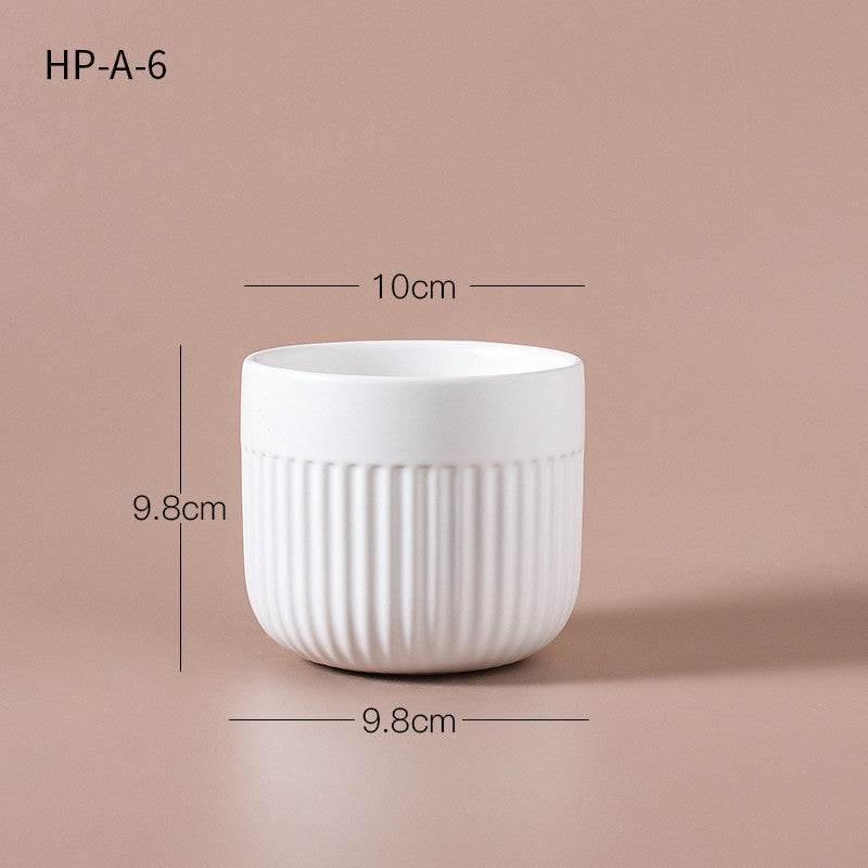 Matte Striped Ceramic Flower Pots