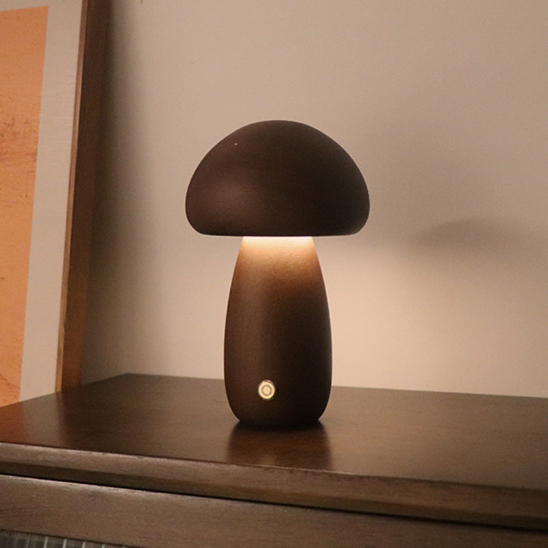 INS Wooden Mushroom LED Night Light