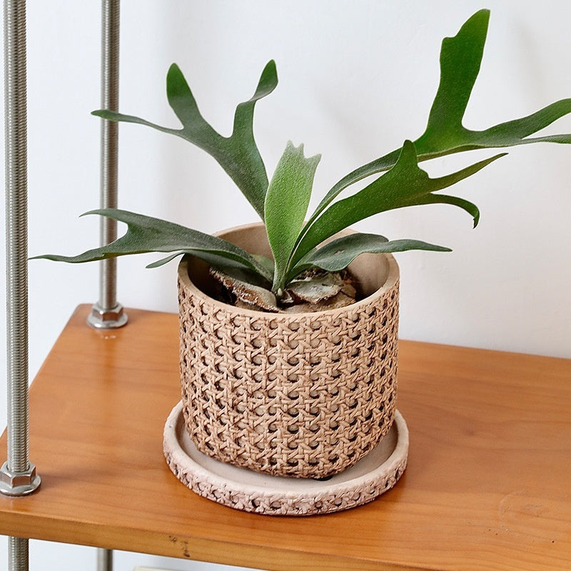 Handcrafted Woven Cement Planter